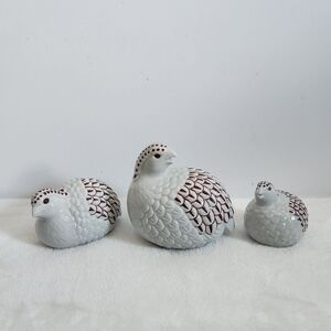 Wildwood Imports Vintage Rare Porcelain Quail Partridge Bird Figurine Set Of 3